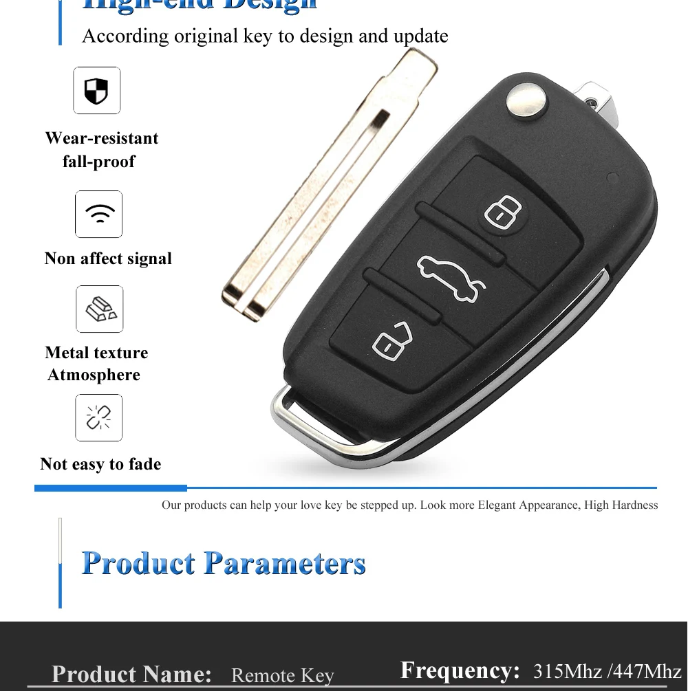 Keyforkess 315 Mhz/447 Mhz Chiave a Distanza per Ssangyong Rexton RX7 Actyon Kyron Uncut Lama Key Fob Sostituzione - Ha506dc5e6459466ba010a839cb302b03b