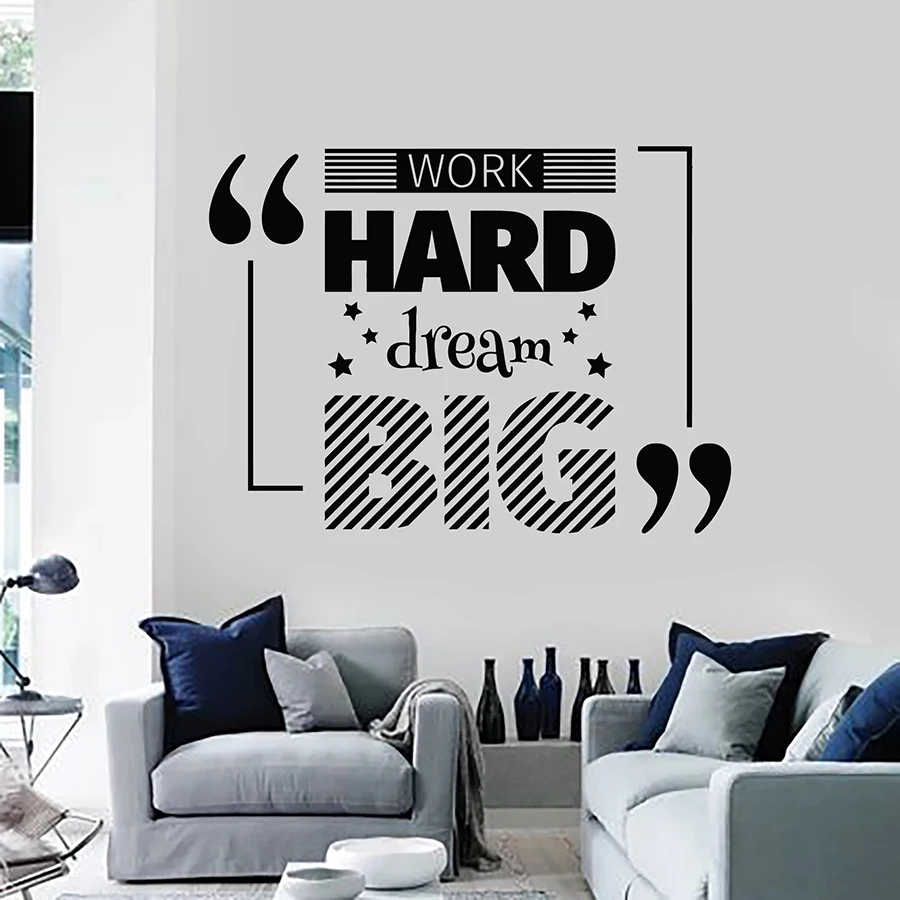 Настенная Наклейка с цитатами Work Hard Dream большой домашний декор для спальни