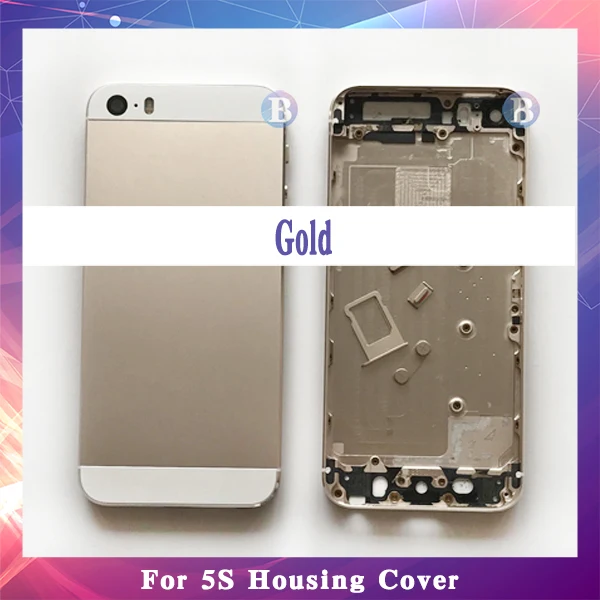 Высокое качество для IPhone 5 5G или 5s SE Корпус Крышка батарейного отсека Дверь Задняя рама Рама задняя крышка+ инструмент для ногтей - Цвет: For 5S Gold