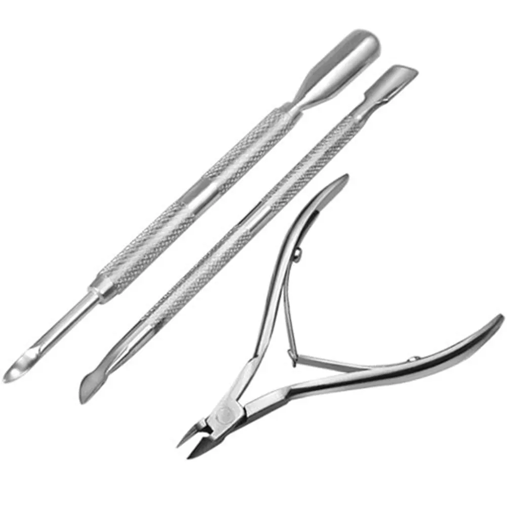 

Warm Girl Premium Stainless Steel Cuticle Pusher Cutter Trimmer Nail Exfoliating Three-Piece Scissors Multifunction