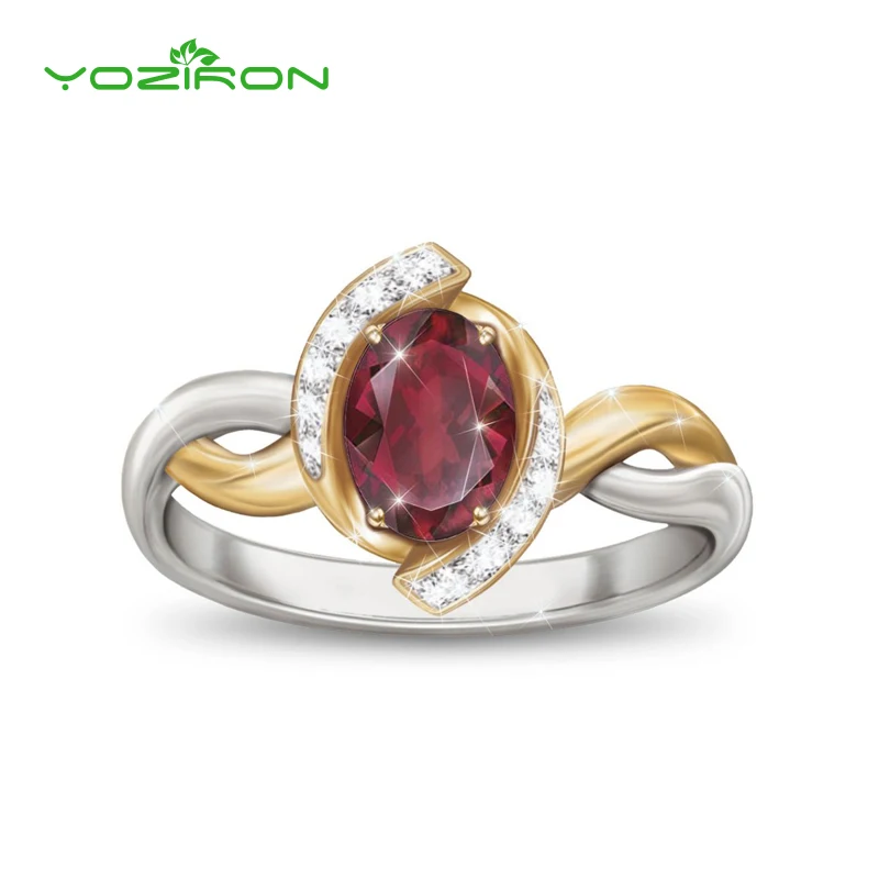 Yoziron красные горный хрусталь сердце кольца для женщин Королевский синий цвет