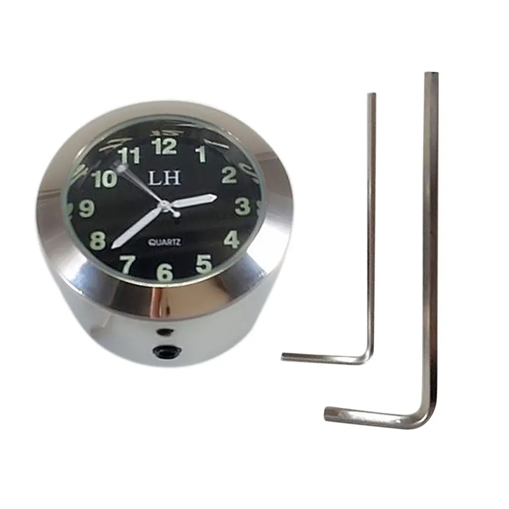 Chrome Universal Motorbike Mount Clock Black Face Watch for Motorcycle