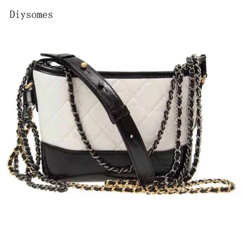 

Diysomes Women Hobo Bag Shoulder New Fashion Rhombic Plaid Chain Messenger Ladies High Quality Leather Wild Crossbody Cowhide