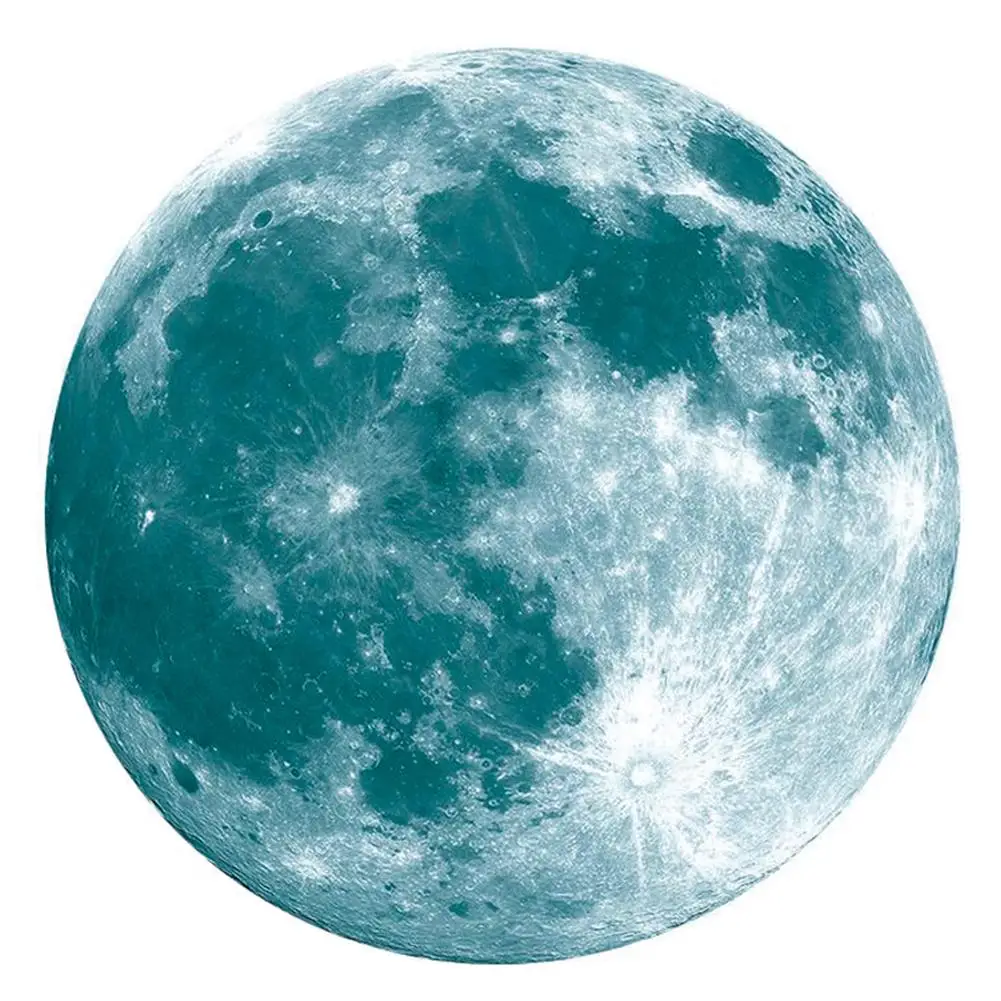 3D Moon Planet Green Luminous DIY Wall Sticker Kids Bedroom Living Room Decoration Waterproof Photography Background