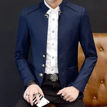 Мужская Новая мода стоячий воротник с длинным рукавом мужской повседневный Блейзер Мужской Повседневный Тонкий Блейзер сезон весна осень зима верхняя одежда