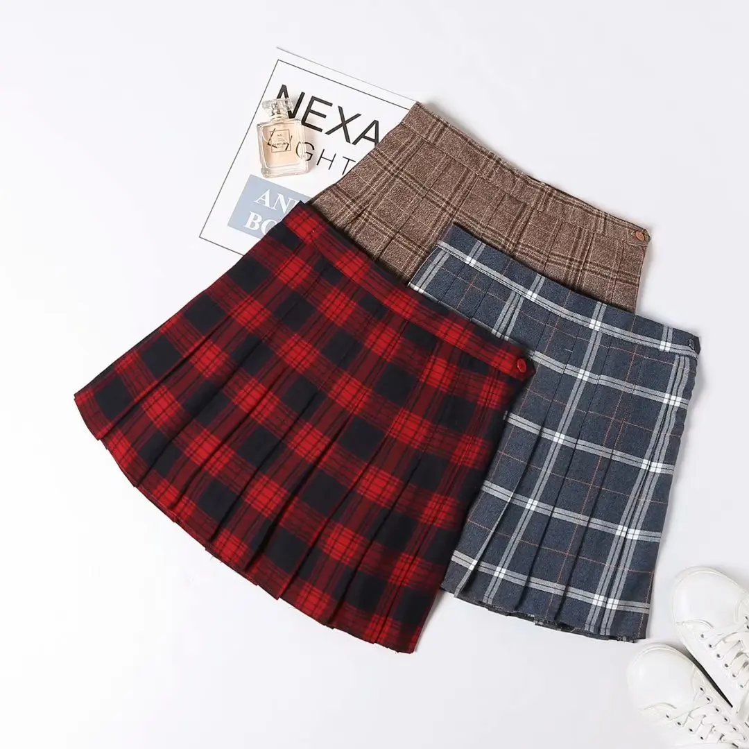 

INS Hot Selling 2019 Spring And Summer New Style High-waisted Plaid College Style Versatile Comes with Safety Shorts Skirt Short