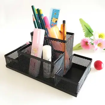 

Creative Black Plastic Pen Holder Multifunctional Hollow Bucket Box Desktop Boxes Makeup Office Student Organizer L6S4