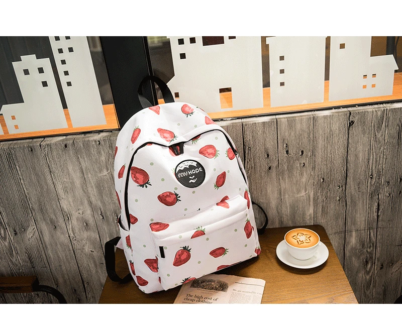 С изображением клубники для маленьких сумка Свежий Bi-сумка Для женщин свет отдыха 14 дюймов Сумка для ноутбука, рюкзак для путешествий