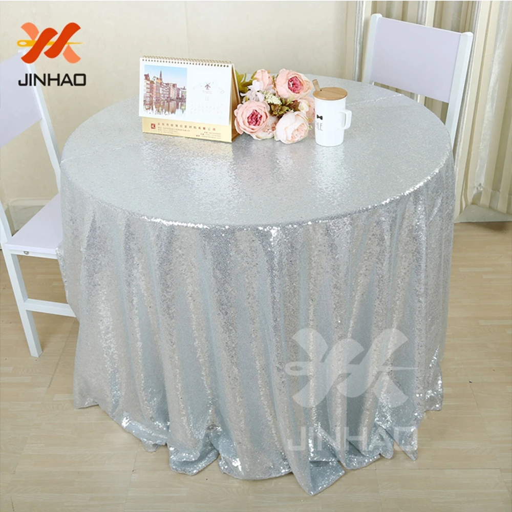 

Custom-Made Design Silvery Sequin Tablecloth For Wedding Table Covers