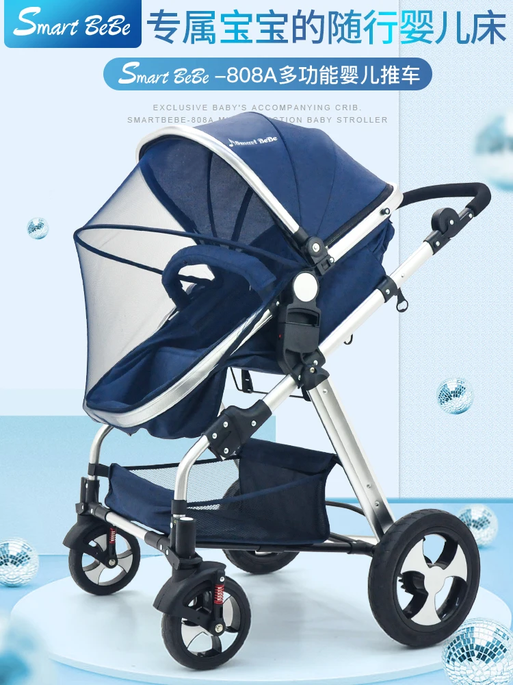 Best  3 in 1 High landscape stroller baby can sit reclining shopping basket car portable two-way large wh 