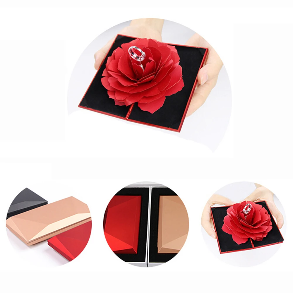 Unique Pops Up Rose Wedding Engagement Rings Box Surprise Jewelry Storage Holder Valentine'S Day Best Gift Boxes For Women Rings 21 Unique Pops Up Rose Wedding Engagement Rings Box Surprise Jewelry Storage Holder Valentine'S Day Best Gift Boxes For Women Rings