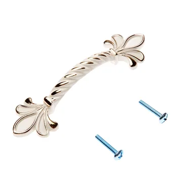 Kitchen Furniture Cabinet Drawer Door Pull Handles Cupboard Drawer Bedroom Knob Flower Gold White 64mm96mm Zinc Alloy wscrews