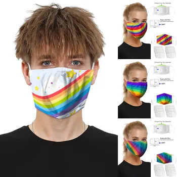 

1pc Dustproof Windproof Rainbow Pattern Foggy Haze Anti-spitting Protective Maschera + 10pcs Filter Mascherina Hiking Scarves