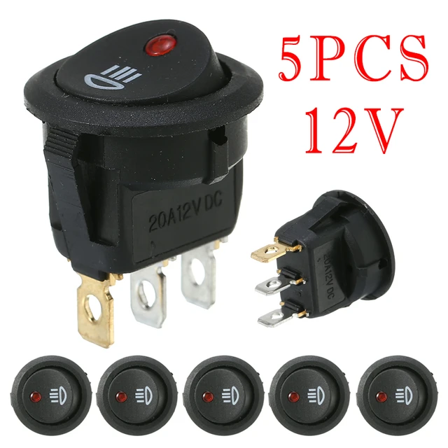 5 stücke 12V 20A Auto Boot Runde Dot Rote LED Nebel Licht Kippschalter  On/Off 3 Pins rocker Schalter Auto Dashboard-Dash Boot Toggle - AliExpress