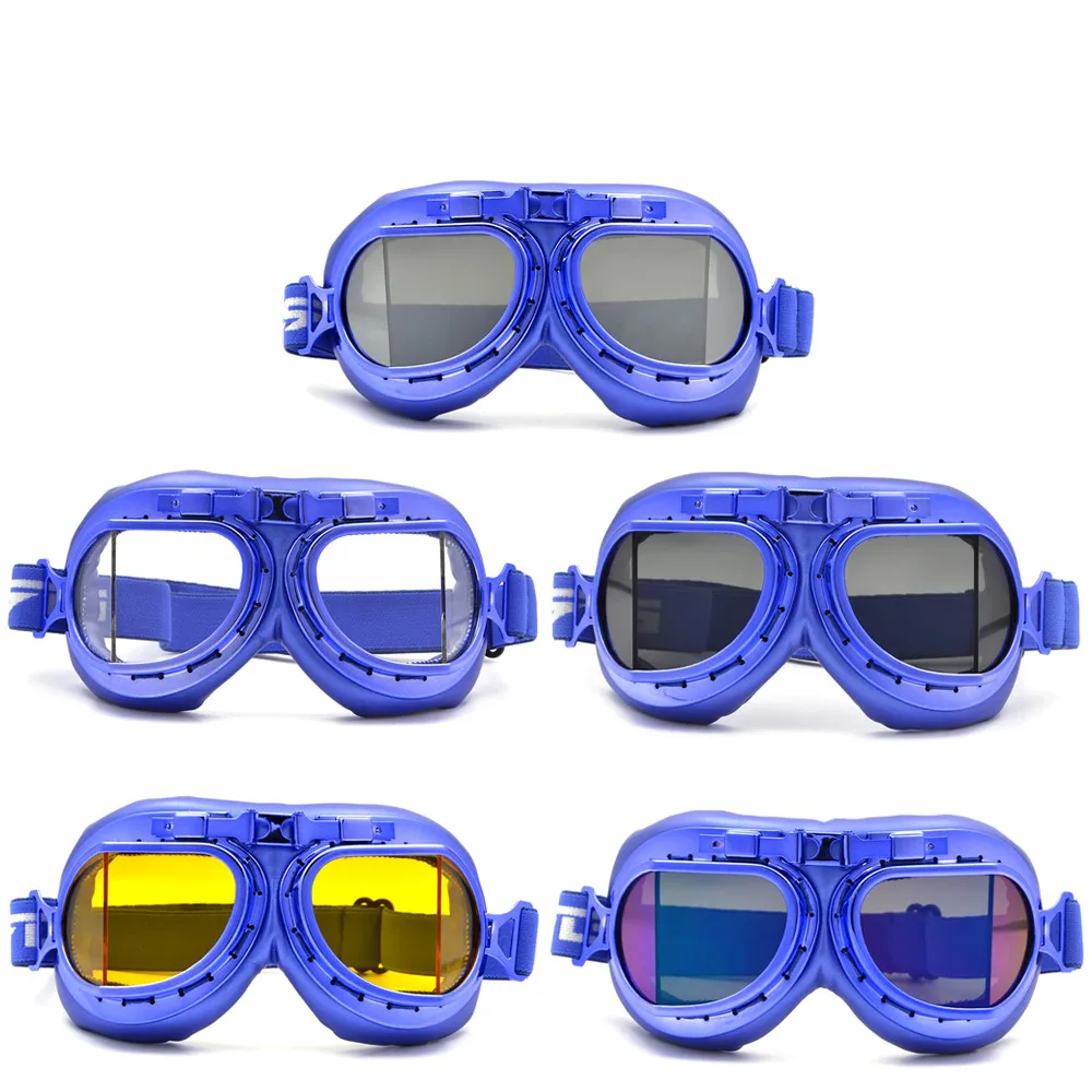 Motocross Helmet Goggles With Anti-UV Lens Vintage Pilot Biker Leather Snowboard Goggles Mask For Motorcycle Dirt Bike ATV