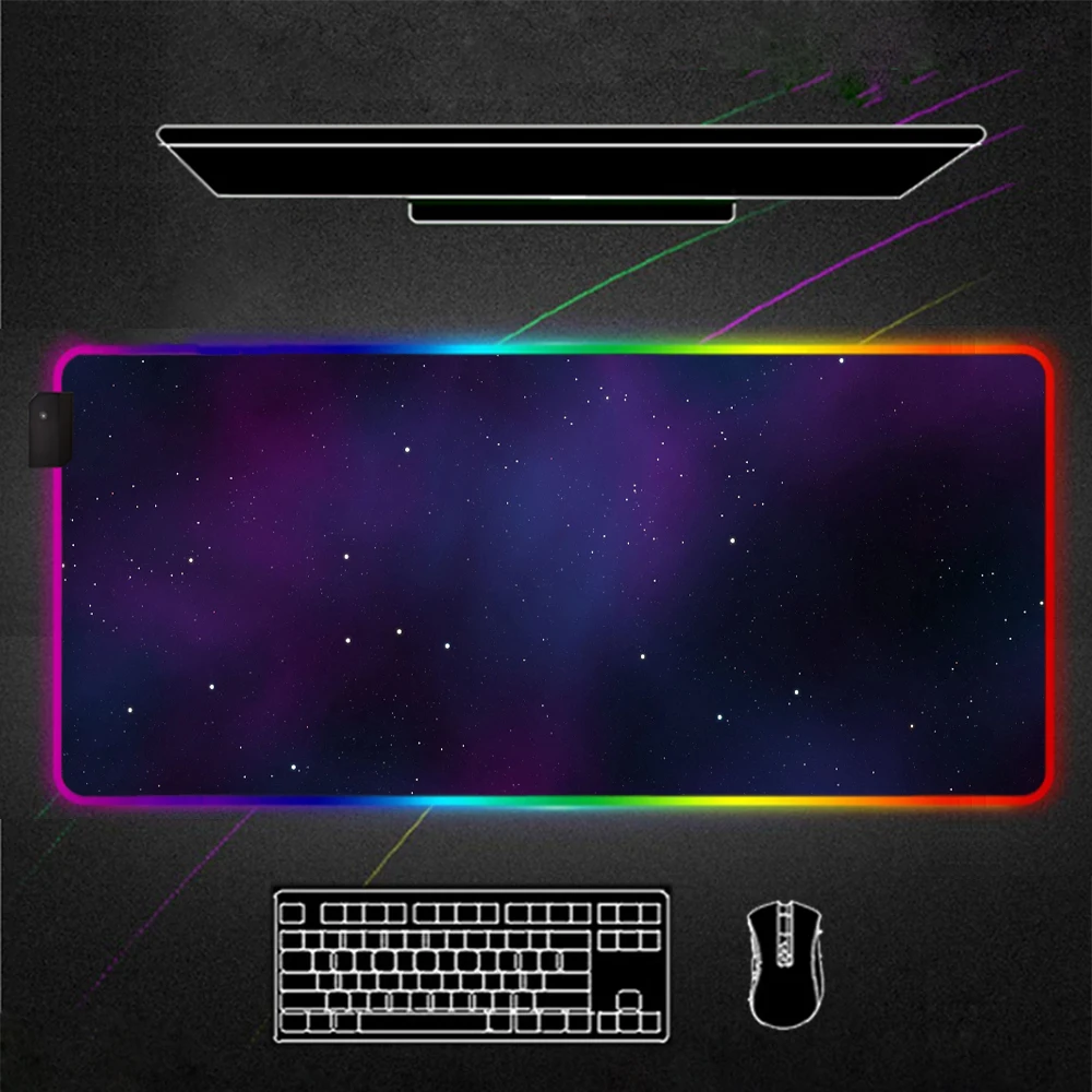 

Starry planet RGB Mouse Pad Black Gamer Accessories Large LED MousePad Gaming Desk Mat PC Desk Play Mat with Backlit mauspad