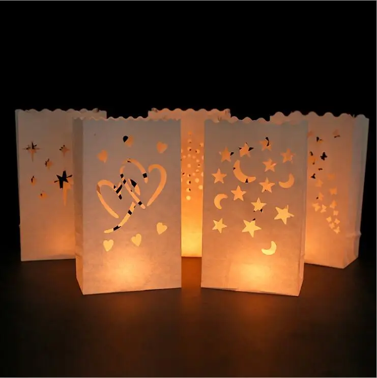 50 Pcs/lot Sunshine Tea Light Holder Luminaria Paper Lanterns Candle