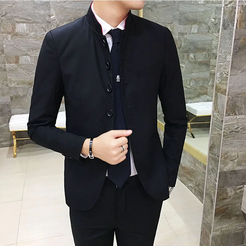 

2019 Convention Middle-aged Daily Life Leisure Suits for Men Popular Sun Yat-sen Costume Chinese Stand Collar Dad Suit