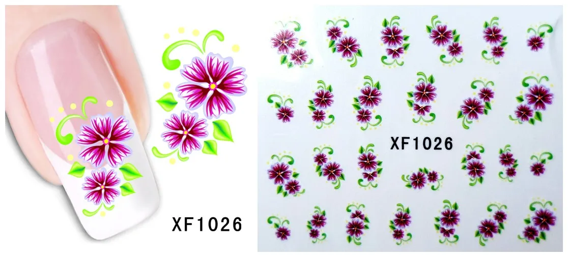 5 Sheet Water Nail Art Decorations Stickers for Manicure Design 3D Flower Water Nail Art Stickers Transfer Nail Art Decals Foil - Цвет: XF1026