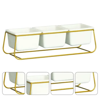

1 Set Fashion Durable Stylish Pretty Planter With Iron Rack Succulent Planter Flowerpot Decor Ceramic Flowerpot