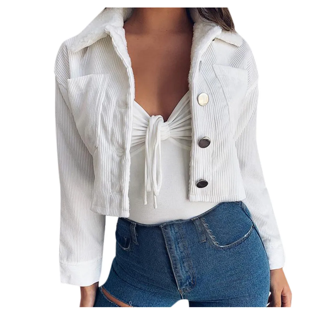 Женская зимняя однотонная куртка на молнии с длинным рукавом, верхняя одежда, женское короткое пальто с отложным воротником, Приталенный топ, chaqueta mujer