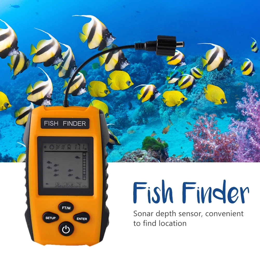100m Outdoor Portable Detection Transducer For Fisherman LCD Display Fish Finder Sonar Depth Sensor River Lake Alarm Tools Boat | Спорт и