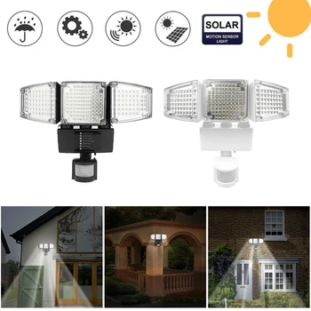 

New 188 LEDs High Lumen LED Flood Light Intelligent Solar Floodlight IP65 Waterproof Outdoor Garden Motion Sensor Spot Lamps