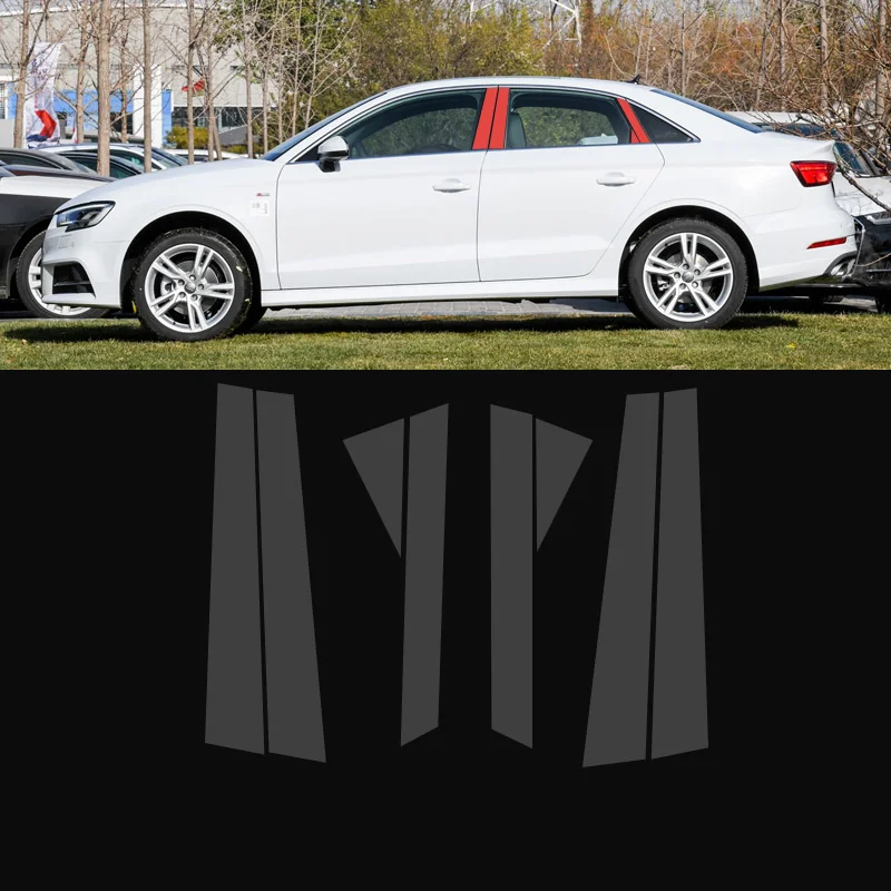 Lsrtw2017 ТПУ Автомобильная оконная стойка анти-наклейка с надписью для A4 A3 A6 Q5 Q5 Q3 Q7 аксессуары - Название цвета: 14-19 A3 8pcs