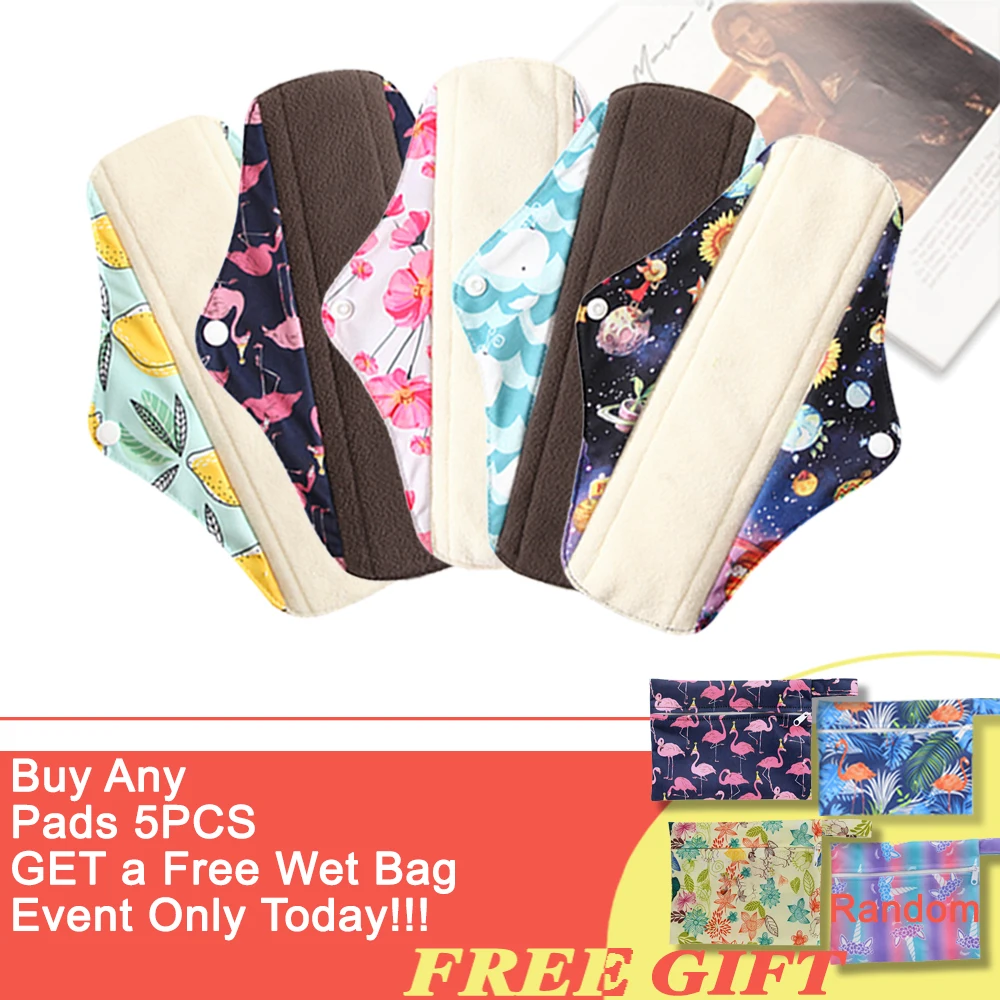 Washable Menstrual Pad Panty Liner Reusable Cloth Sanitary pad Hygienic and Soft Washable Charcoal Menstrual Dropshipping 3