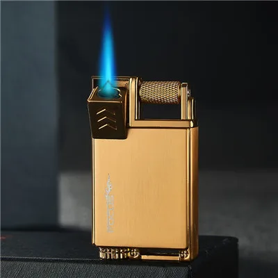 Fouce металлическая курительная сигаретная труба газовая Зажигалка Ветрозащитная надувная зажигалка - Цвет: golden