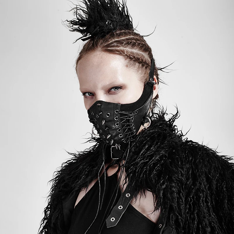 Панк рейв крутая регулируемая эластичная лента панк Рок аксессуары готические заклепки кожа для женщин маска стимпанк