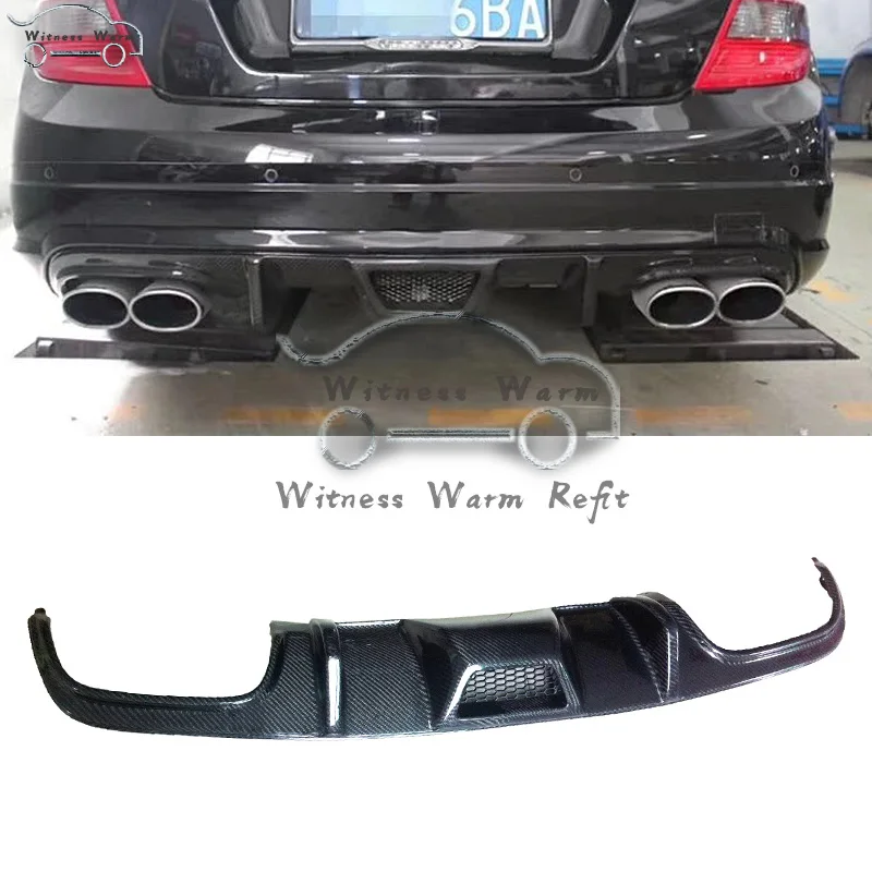 W204 C63 углеродного волокна заднего бампера Диффузор спойлер для Mercedes Benz W204 C63 AMG 2007-2011 задний диффузор для губ сплиттер