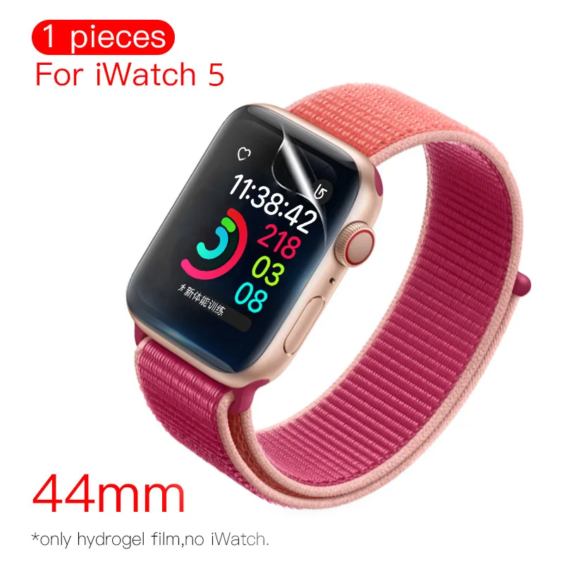 PZOZ полноэкранное Защитное стекло для iWatch 5 4 Гидрогелевая пленка для Apple Watch 1 2 3 закаленная пленка HD изогнутое стекло края 38 мм 42 мм - Цвет: 44mm For iWatch 5