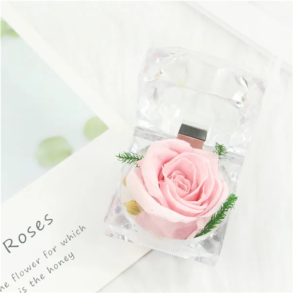 Valentine's Day Crystal Rose Flower Ring Box Wedding Souvenir Decoration Gifts 