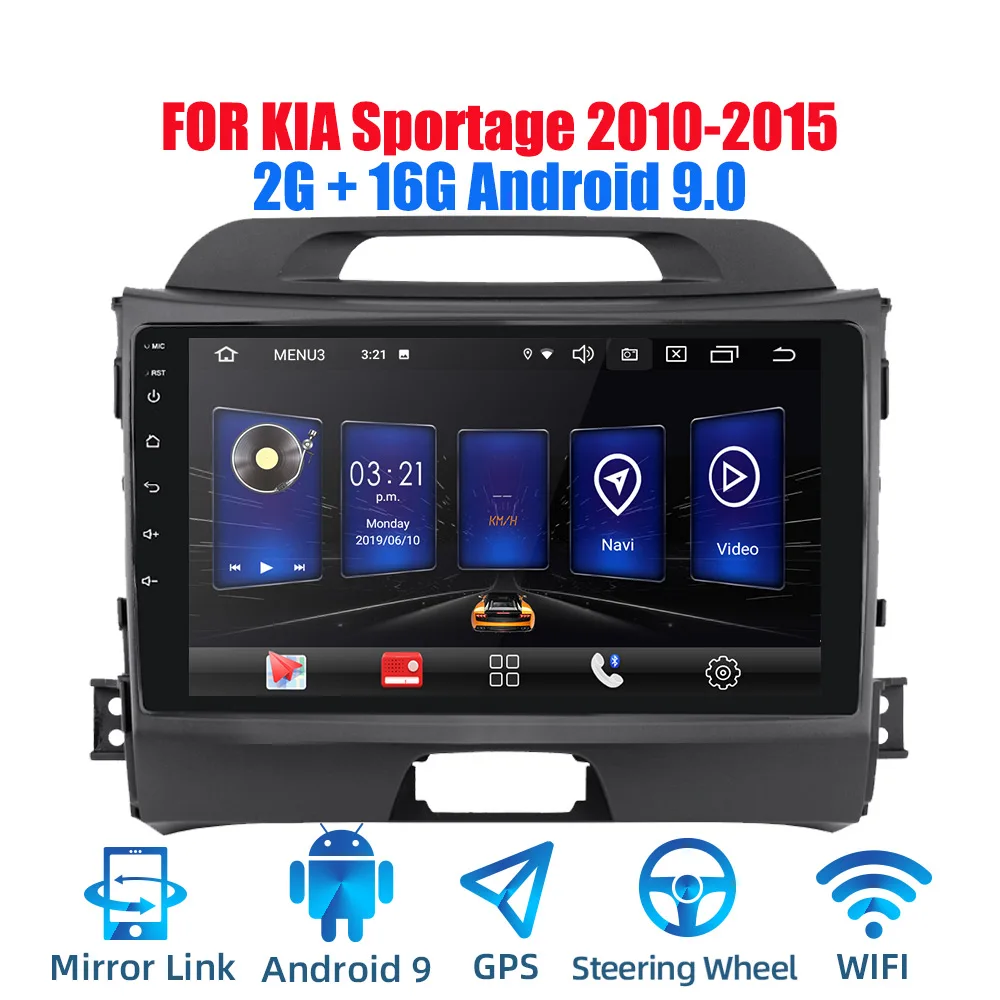 Android 9.0 Threecar 2din Android 9 Ouad Core PX6 Автомагнитола стерео для KIA Sportage 3 2010- gps Navi Аудио Видео плеер Wifi HDMI TPMS - Цвет: Android 9.0