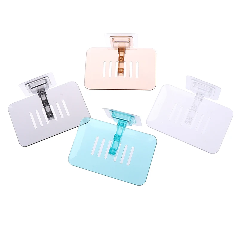 1PC Single Layer Suction Soap Dish Holder Portable Soap Dishes Storage Stand Soap Box Stand Kitchen Bathroom Accessories 4Colors