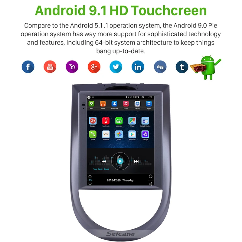 Perfect Seicane Car Android 9.1 GPS 2Din Navi HD 9.7" Multimedia Player For Kia Soul 2015 Support Wifi FM DVR Steering Wheel Control 1