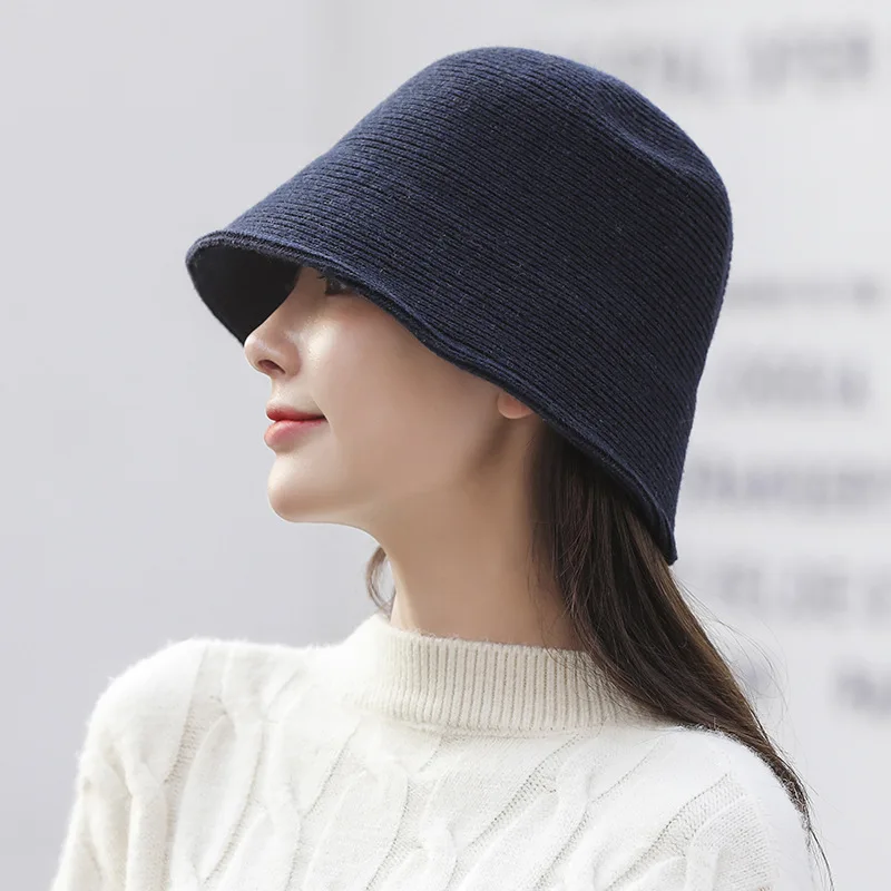 Light Board Knitted Bucket Hat Women 
