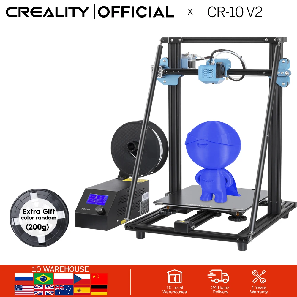 CREALITY 3D Printer CR-10 V2 Printer Large Printing Siz Silent Mainboard Resume Printing with Mean well Power Supply