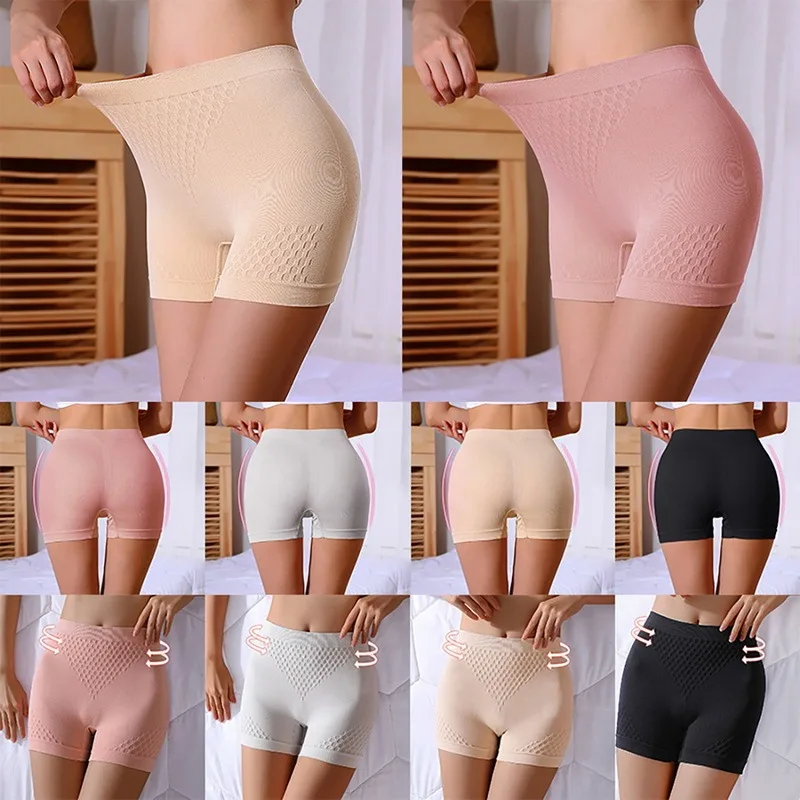 Safety Shorts Summer Women Solid Safety Shorts Under Skirt Ladies Seamless Anti Chafing Boxer High Waist Bodyshaper Panties Waist Control
