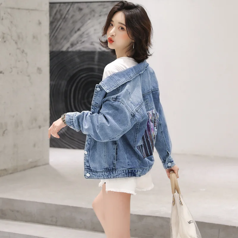 Ideal  2019 Spring And Autumn Jacket Korean-style Versatile Short Coat Women's Thin Short-height with Hole