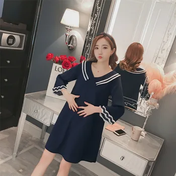 

Maternity Clothes Autumn Clothing New Style Ninth Sleeve Korean-style Fashion Pregnant Women Dress