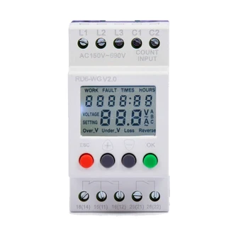 

Adjustable 150-690V RD6-WG three-phase under/over voltage monitoring phase sequence loss failture detection relay for motor