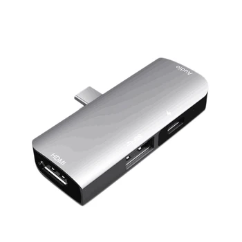 

4-In-1 Type-C Adapter with Adjustable Volume 3.5mm Headphone PD Charging 4K HDMI Charger for 2018 iPad Pro Accessories