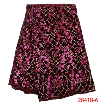 

Embroidery Sequins Lace Fabric Velvet Lace Fabrics for Wedding Party African French Lace Nigerian Tulle Lace Fabric QF2841B-6