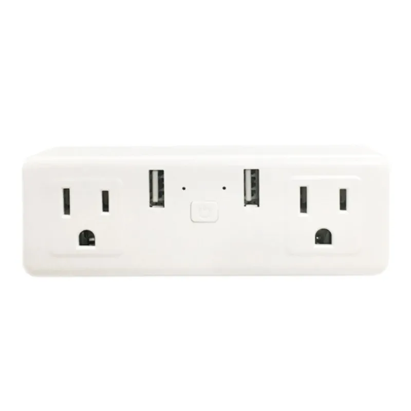 

Hot Sale US Standard WiFi Smart Plug 2 Outlet Dual USB Port APP Voice Remote Control Fireproof Socket