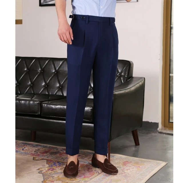 Navy Cotton and Linen Dress Pant - Custom Fit Tailored Clothing