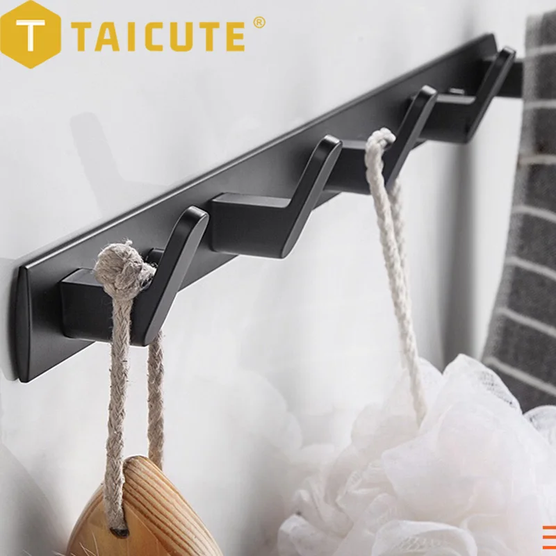 TAICUTE 2 Ways Installation Towel Hanger Space Aluminum Wall Hook Coat