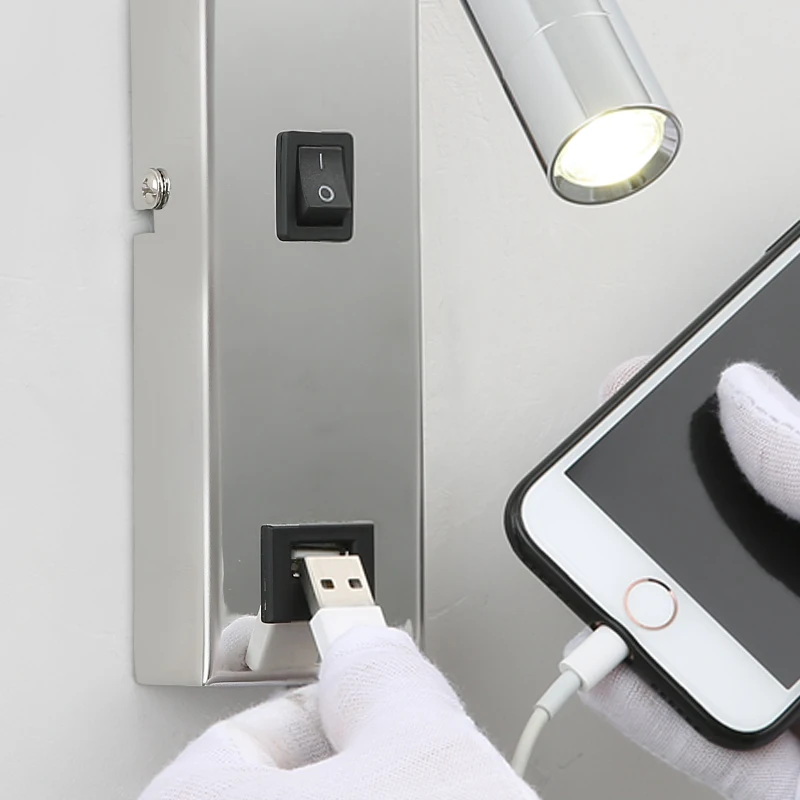 Современный светодиодный настенный светильник с USB для спальни скандинавские точечные Настенные светильники для гостиной USB настенный светильник для ресторана