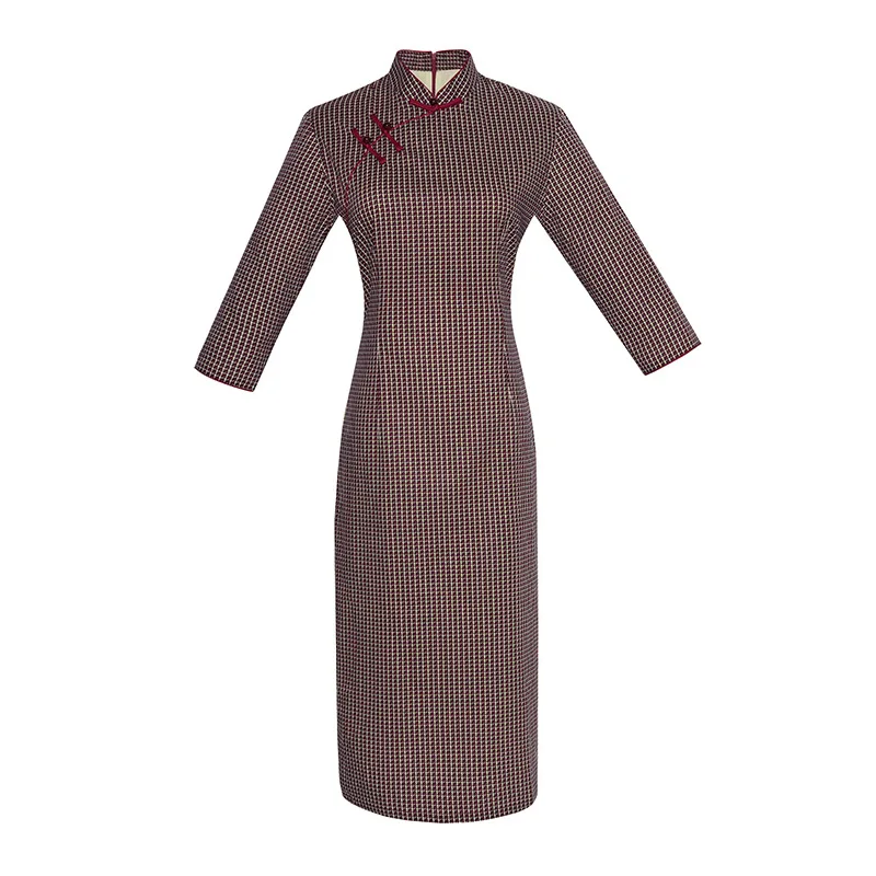 Сексуальное Женское Платье До Колена Cheongsam весеннее китайское стильное платье с рукавом три четверти женское хлопковое платье Qipao тонкое вечернее платье Vestido - Цвет: 3807
